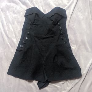 VINTAGE BETSEY JOHNSON Strapless Black Romper w/Button Detail - Size 10